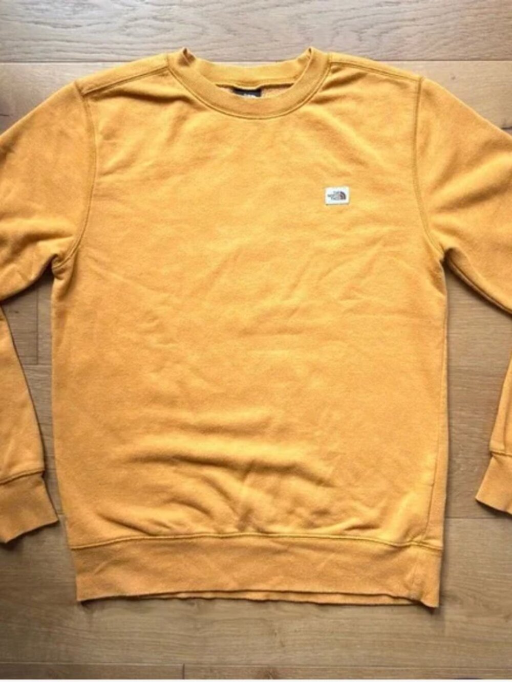 The North Face Heritage Retro Crewneck Sweatshirt Logo Patch Yellow Gold Small